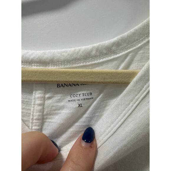 banana republic cozy slub tee  white with pocket XL - Picture 4 of 5